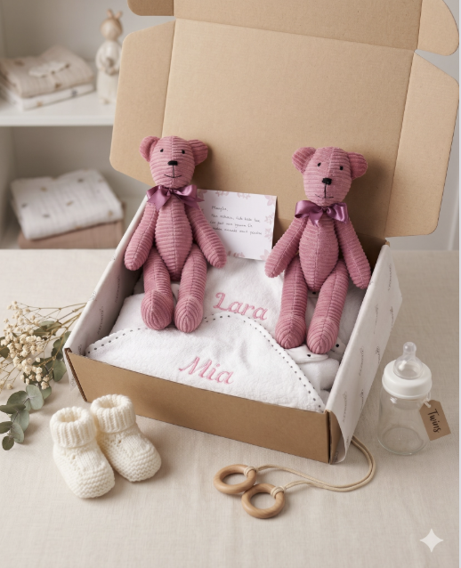 Personalizirani poklon paket za bebe blizankinje Laru i Miu - Cvit & Co